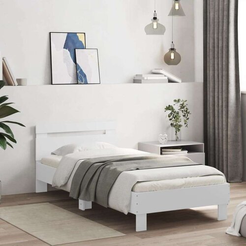 VidaXL Okvir kreveta s uzglavljem bijeli 90 x 200 cm konstruirano drvo Slike