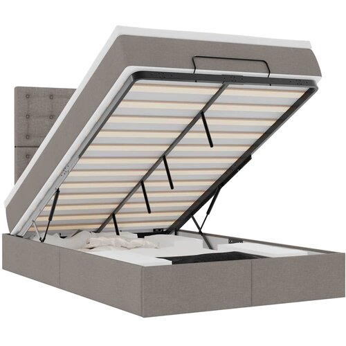 Maison Chic Otomanska Posteljni okvir - Dvoposteljna postelja - Zakonska postelja z vzmetnico &amp;amp; LEDs taupe 120x190 cm blago-J246, (21775712) Slike