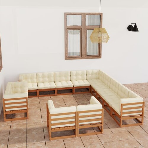 The Living Store Vrtna sedežna garnitura z blazinami 13-delna medeno rjava - Vrtna Sedežna Garnitura, (21424876) Slike