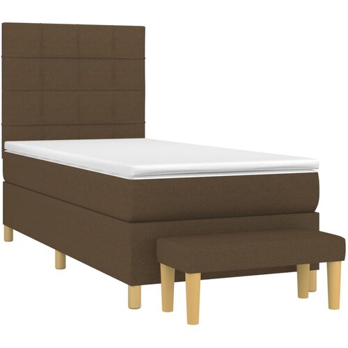  Krevet s oprugama i madracem tamnosmeđi 100 x 200 cm od tkanine Slike