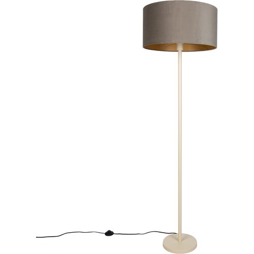 QAZQA Japandi vloerlamp beige met kap taupe en gouden binnenkant 50cm - Simplo Slike