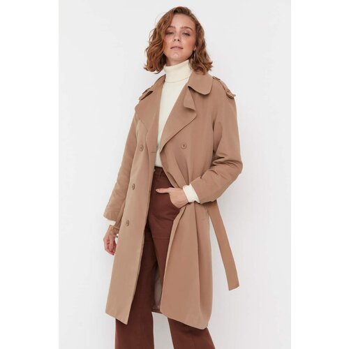 Trendyol Mink Oversize Belted Trench Coat Slike