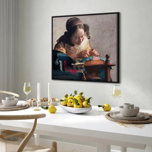  Slika - Jan Vermeer &amp;ndash; The Lacemaker 40x40 U crnom drvenom okviru Slike