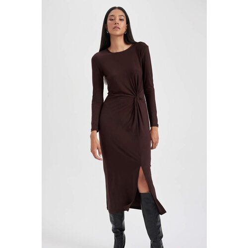 Defacto A Cut Crew Neck Midi Long Sleeve Dress Slike