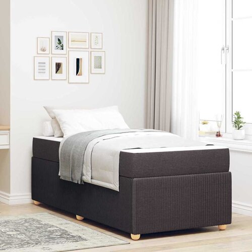 vidaXL Konstrukcija postelje z vzmetnico Temno rjava 80 x 200 cm blago, (5000127952) Cene