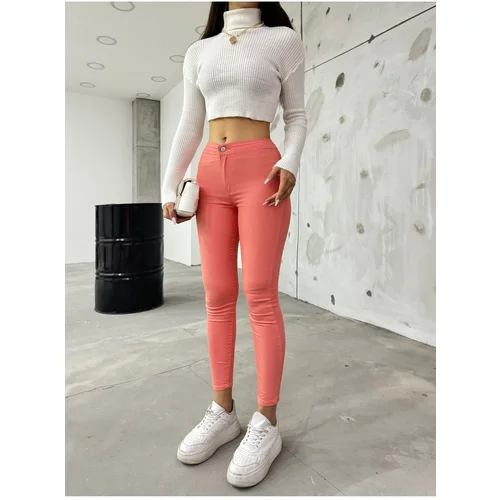 BİKELİFEJNS Women's Salmon High Waist Lycra Leggings Trousers