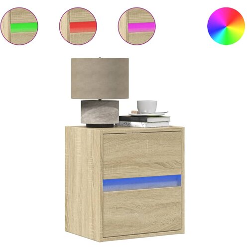 Maison Chic Stenska Nočna omarica - Nočna miza z LED lučkami sonoma hrast, (21690357) Cene