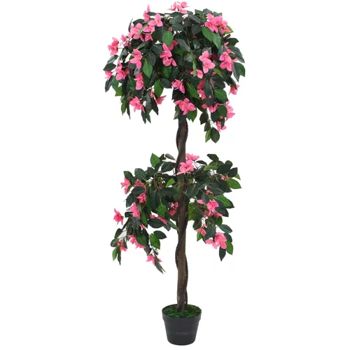 vidaXL Umetni rododendron v loncu 155 cm zelene in roza barve