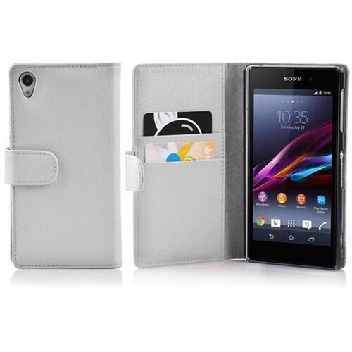 Cadorabo Ohi&scaron;je, združljivo z Sony Xperia Z1 v snežno bela - Za&scaron;čitni ovitek iz teksturiranega umetnega usnja in žep za kartice, (20550798) Cene