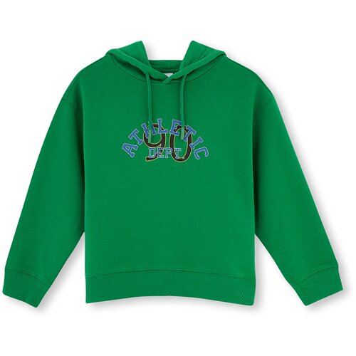 Dagi Green Hooded Motto Printed Unisex Sweatshirts Cene