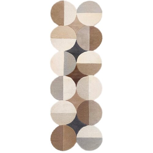 Flair Rugs Sivo-bež ročno tkan volnen tekač 80x230 cm Mia Ellipse – Cene
