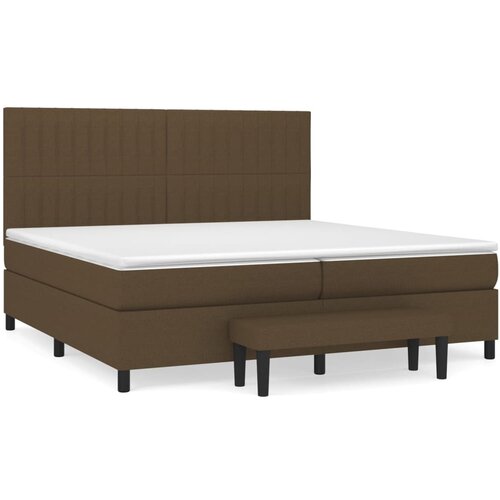 VidaXL Krevet s oprugama i madracem tamnosmeđi 200x200 cm od tkanine Slike