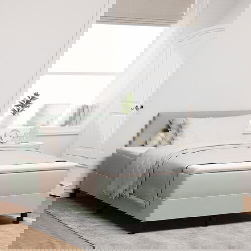 vidaXL Box Spring Postelja z Blazino Svetlo Siva Majhna Dvojna Žamet Cene