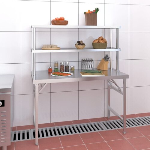 VidaXL Kuhinjska delovna miza s polico 120x60x145 cm nerjaveče jeklo Slike