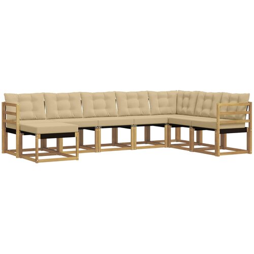  Set vanjskih sofa 8 kom. Bijela i bež Smeđa 304 x 185,5 x 73 cm Slike