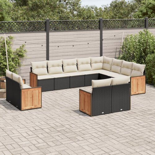  12-dijelni set vrtnih sofa od poliratana s jastucima crni Cijene