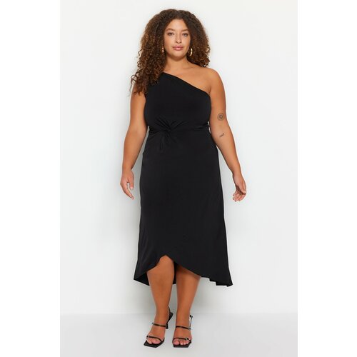 Trendyol Curve Plus Size Dress - Black - Double-breasted Slike