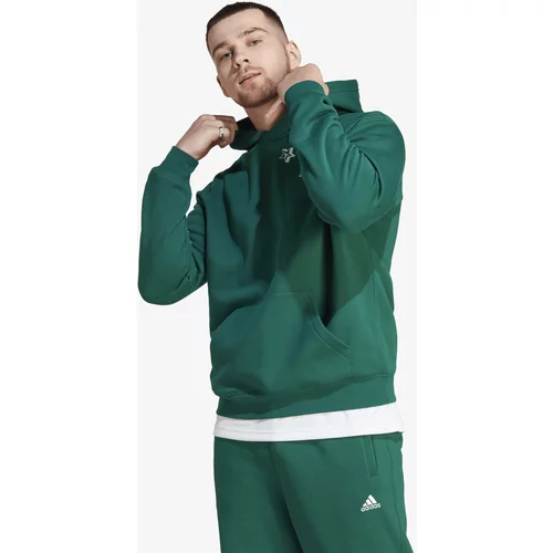 Adidas Dukserica za muškarce, boja: zelena, s kapuljačom, s aplikacijom
