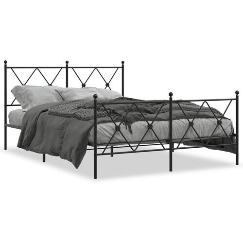 vidaXL Metalni okvir kreveta uzglavlje i podnožje crni 140x190 cm Cijene