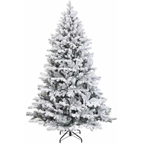 Umjetno božićno drvce s nogom 210 cm PVC i metal - Zelena i bijela 210 cm bez LED svjetala Slike