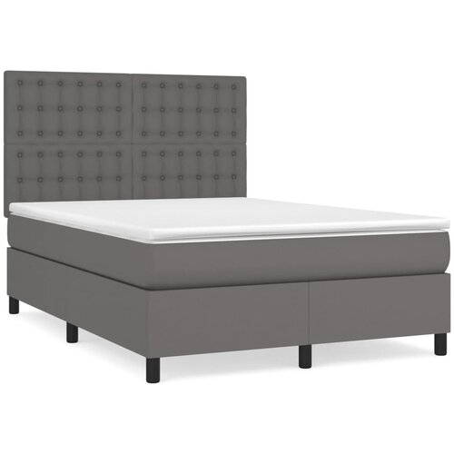 Maison Chic Box spring postelja - Vzmetna postelja z vzmetnico siv 140x200 cm umetno usnje SL19555, (21893811) Cene