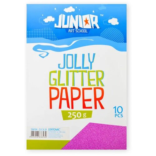 Junior jolly Glitter Paper, papir sa šljokicama, A4, 250g, 10K, odaberite nijansu Roze Slike