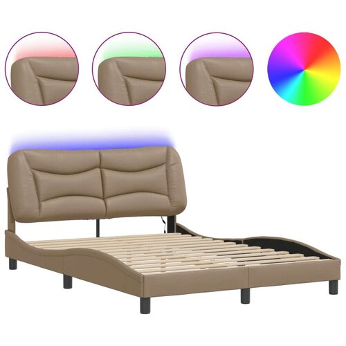  Okvir kreveta LED boja cappuccina 140 x 200 cm od umjetne kože Slike