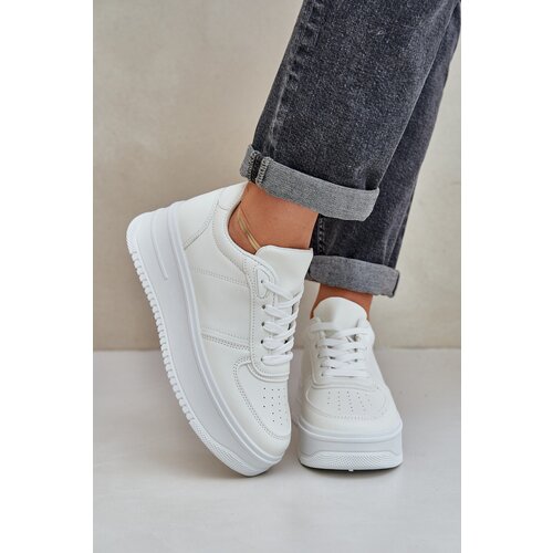 PS1 Women&amp;#039;s Platform Sneakers With Decorative Lacing White Mistra Slike