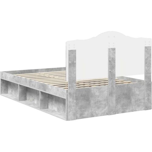  Okvir za krevet s uzglavljem Betonska siva 135 x 190 cm Slike