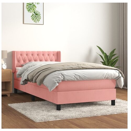 VidaXL Box spring krevet s madracem ružičasti 100x200 cm bar&amp;scaron;unasti Slike