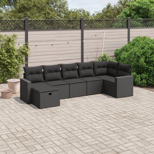 vidaXL 7-dijelni set vrtnih sofa od poliratana s jastucima crni Cijene