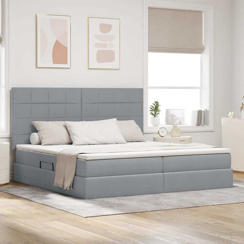 vidaXL Postelja s shranjevanjem Svetlo siva 200 x 200 cm Umjetno usnje Cene