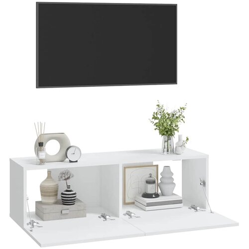  Zidni TV ormarići 2 kom bijeli 100x30x30 cm konstruirano drvo Slike