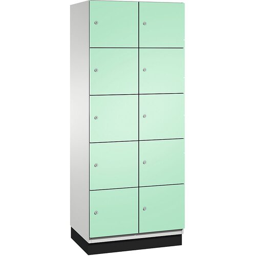 C+P Omara CAMBIO s predelki z zaklepanjem in vrati iz jeklene pločevine, 10 predelkov, širina 800 mm, korpus svetlo siv / vrata svetlo zelena Cene