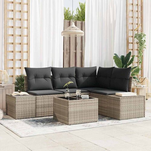  Sjedeća garnitura za vrt 5 kom. Svijetlo siva poliratan Svjetlosiva 209 x 154 x 85 cm Cene