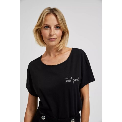 Moodo Blouse with black inscription - black Slike