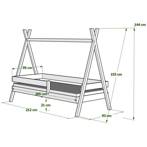 dječji krevet Tipi Plus - bijeli - 200x90 cm Slike