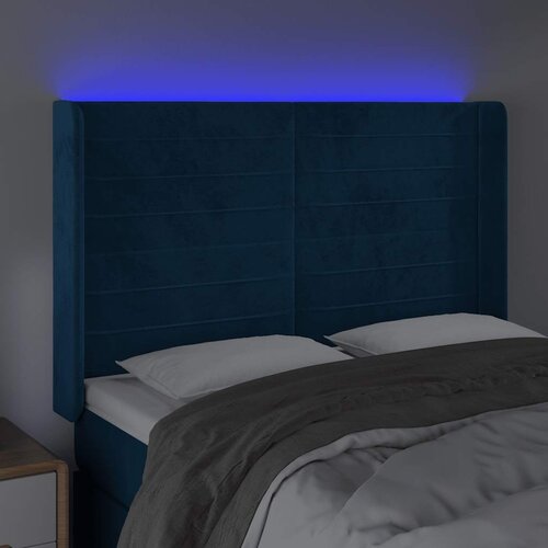  LED uzglavlje tamnoplavo 147x16x118/128 cm bar&amp;scaron;unasto Slike