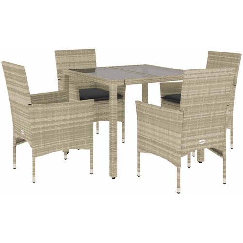  5-dijelni vrtni blagovaonski set s jastucima poliratan i staklo Siva 90 x 90 x 75 cm Slike