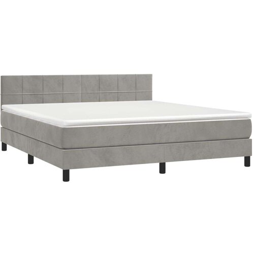  Box spring s madracem LED svjetlosivi 180x200 cm bar&amp;scaron;un Slike