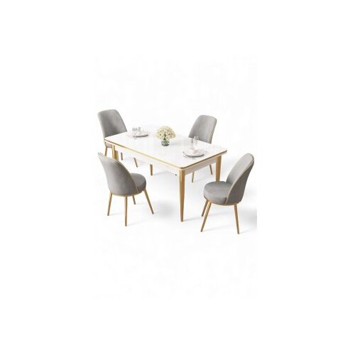 Hanah home Set trpezarijskog stola i stolica (5 delova) Rewa White Gold Grey Cene
