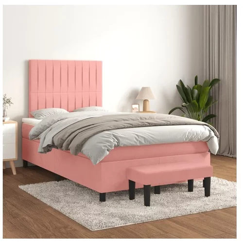 vidaXL Box spring postelja z vzmetnico roza 120x200 cm zamet