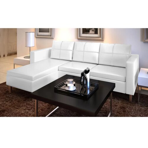 VidaXL Sekcijska sofa za 3 osobe, umjetna koža, bijela Slike