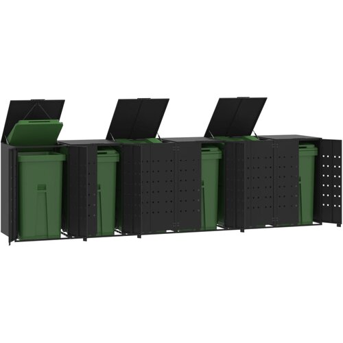 vidaXL Spremište za 6 kante za otpad crno 414x79x117 cm čelično Cijene