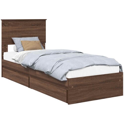 vidaXL Postelja s shranjevanjem Rjav hrast 75 x 190 cm Konstruiran les, (5000106181) Cene