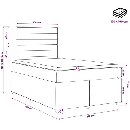  Boxspring krevet s madracem Plava 120 x 190 cm Tkanina - Plava 120 x 190 cm Dizajn linija Slike
