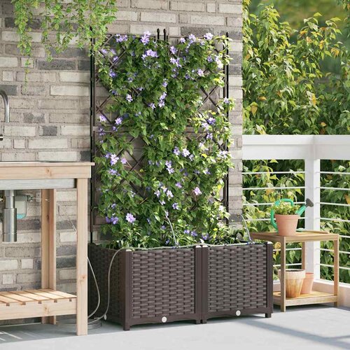  Vrtna saksija 2 pcs Smeđa 80 x 40 x 142 cm Plastika Cene