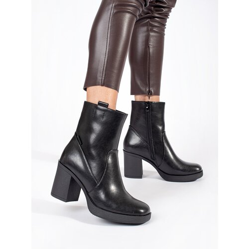 Sergio Leone Black leather heeled boots by Slike