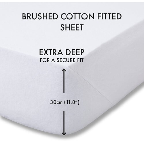 Catherine Lansfield Bijela flanelska plahta s gumom 135x190 cm Brushed &amp;ndash; Slike