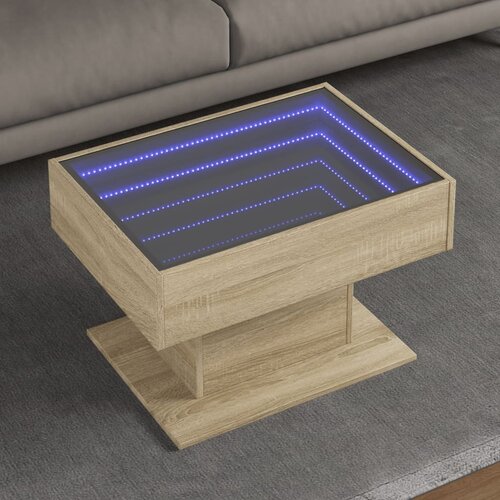 vidaXL Stolić za kavu LED boja hrasta 70x50x45 cm konstruirano drvo Cijene
